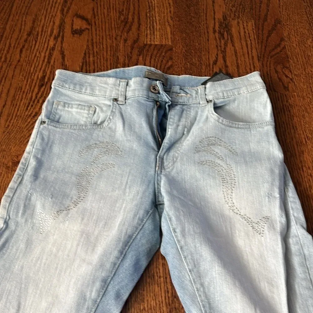 Zara Man Denim Jeans Frayed Edge Ankle Bottoms size 30